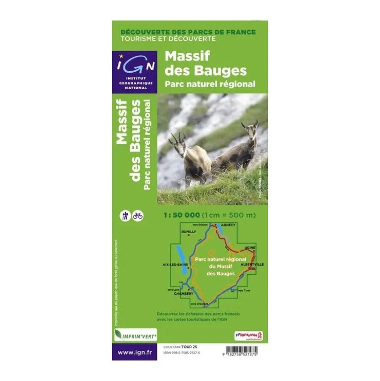 IGNPnr Massif Des Bauges - Carte topographique