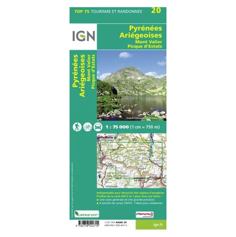 IGNPyrénées-Ariégeoises / Mont-Valier / Pic-D'Estats - Carte topographique