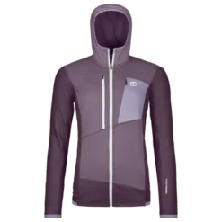 OrtovoxFleece Grid Hoody - Polaire en laine mérinos femme