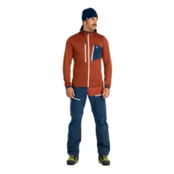 OrtovoxFleece Grid Hoody - Polaire en laine mérinos homme