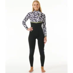 Rip CurlWomen E Bomb 4/3 mm Zip Free Sublimed Wetsuit - Combinaison de surf femme