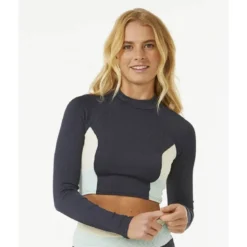 Rip CurlBlock Party Spliced Crop Long Sleeve - Haut de bikini femme