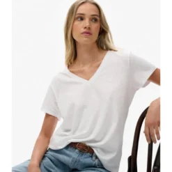 SuperdryStudios Slub Emb Vee Tee - T-shirt femme